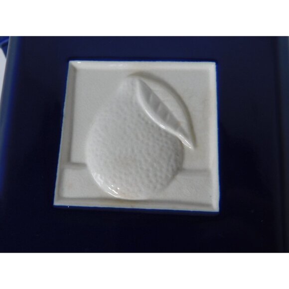 Roshco Tile Ware Collection Blue Ceramic Pitcher White Citrus Fruit Tile Accent - Picture 2 of 16